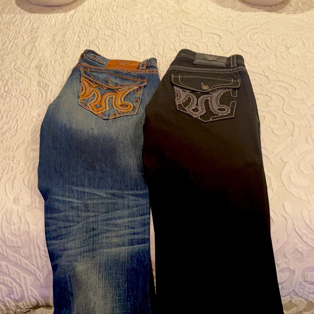 Men stoned washed jeans gold trim; Men Black Jean